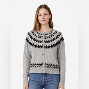 FREE ASSEMBLY Women’s Black White Fuzzy Button Down Cardigan Sweater (2 X-LARGE)